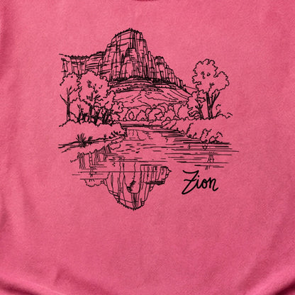 Zion Line Drawing Cotton T-Shirt