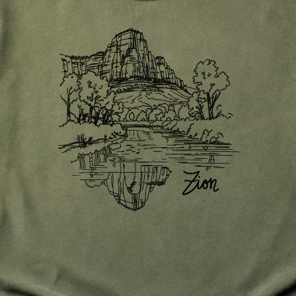 Zion Line Drawing Cotton T-Shirt