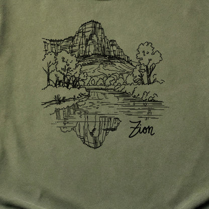 Zion Line Drawing Cotton T-Shirt