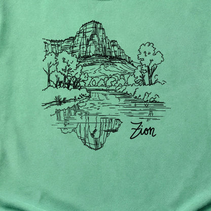 Zion Line Drawing Cotton T-Shirt
