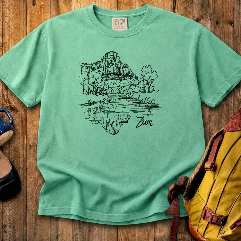Zion Line Drawing Cotton T-Shirt