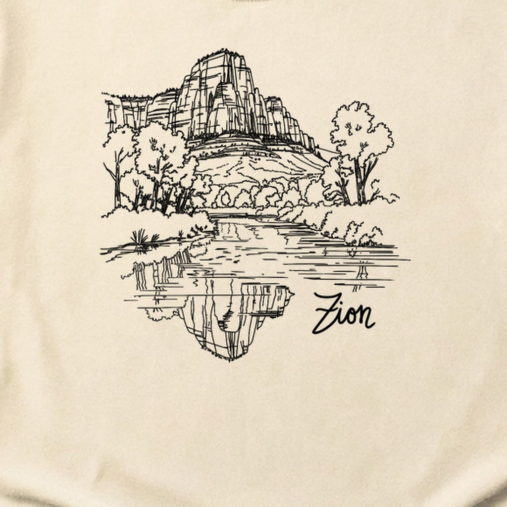 Zion Line Drawing Cotton T-Shirt
