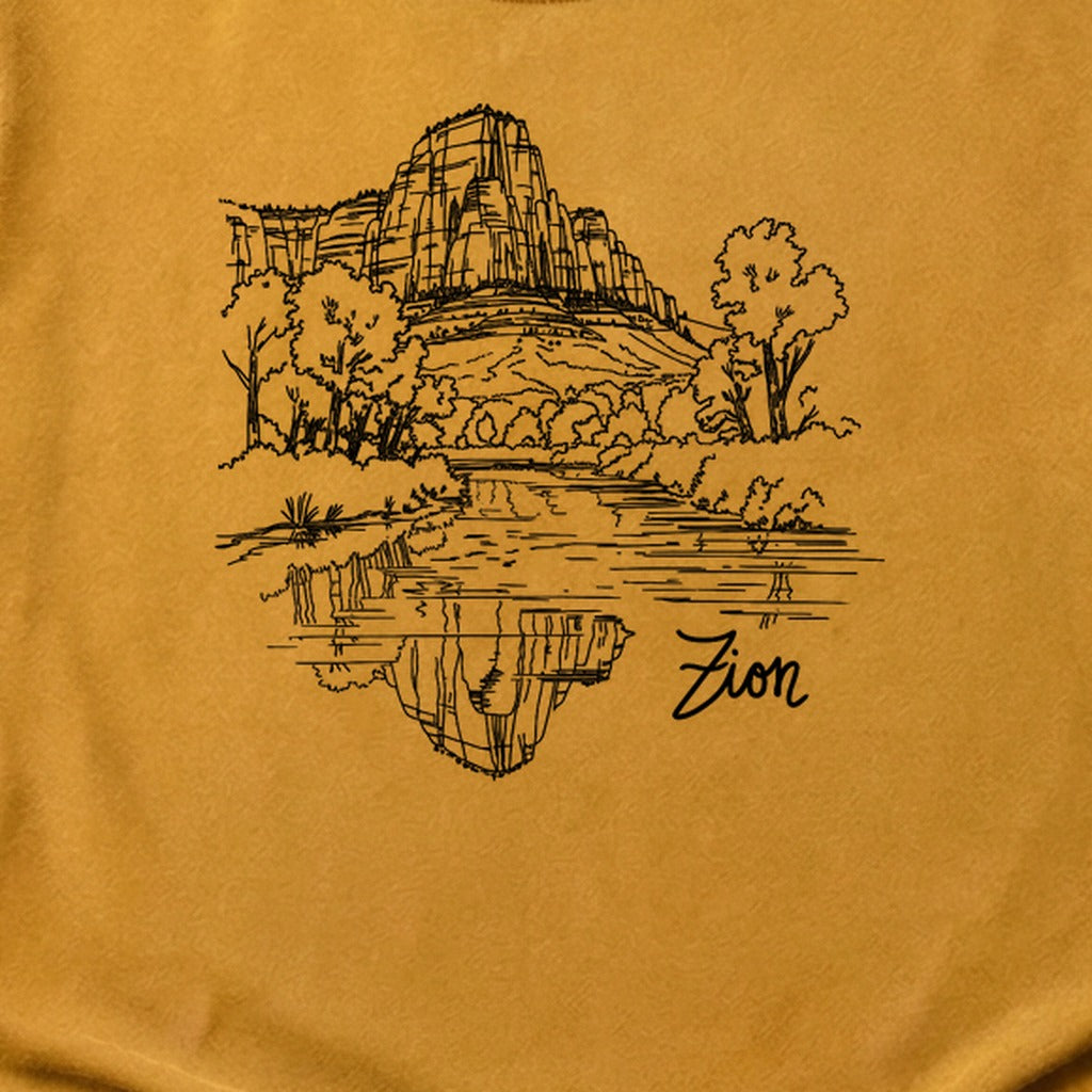 Zion Line Drawing Cotton T-Shirt