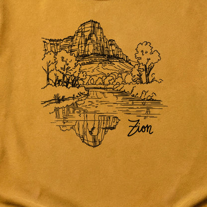 Zion Line Drawing Cotton T-Shirt