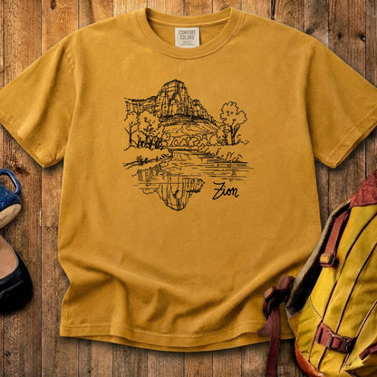 Zion Line Drawing Cotton T-Shirt