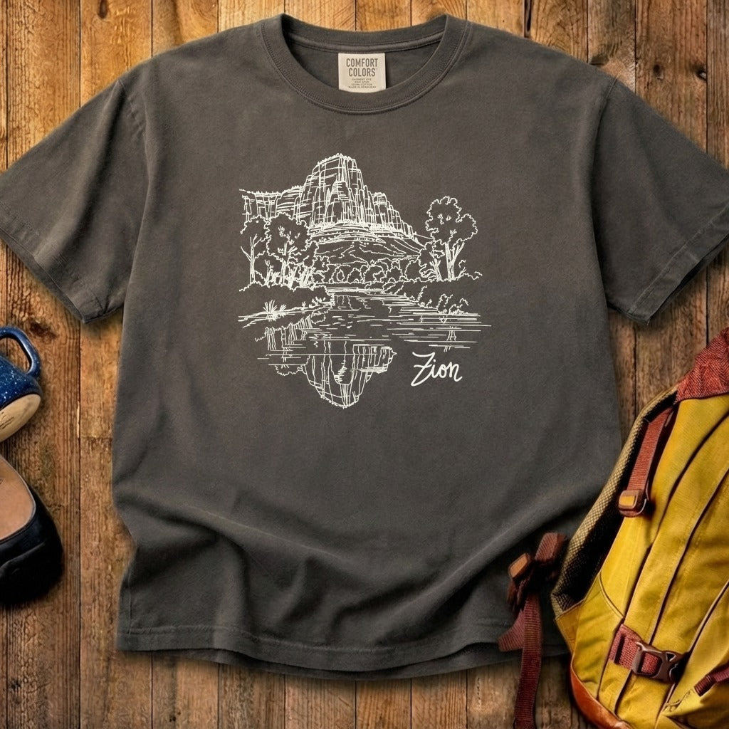 Zion Line Drawing Cotton T-Shirt