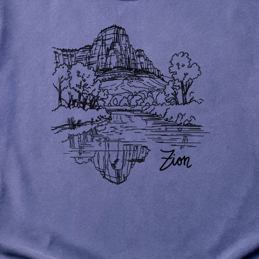 Zion Line Drawing Cotton T-Shirt