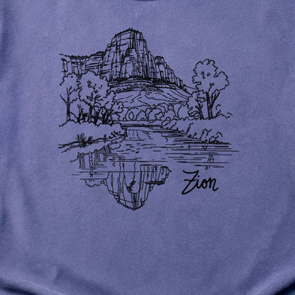 Zion Line Drawing Cotton T-Shirt
