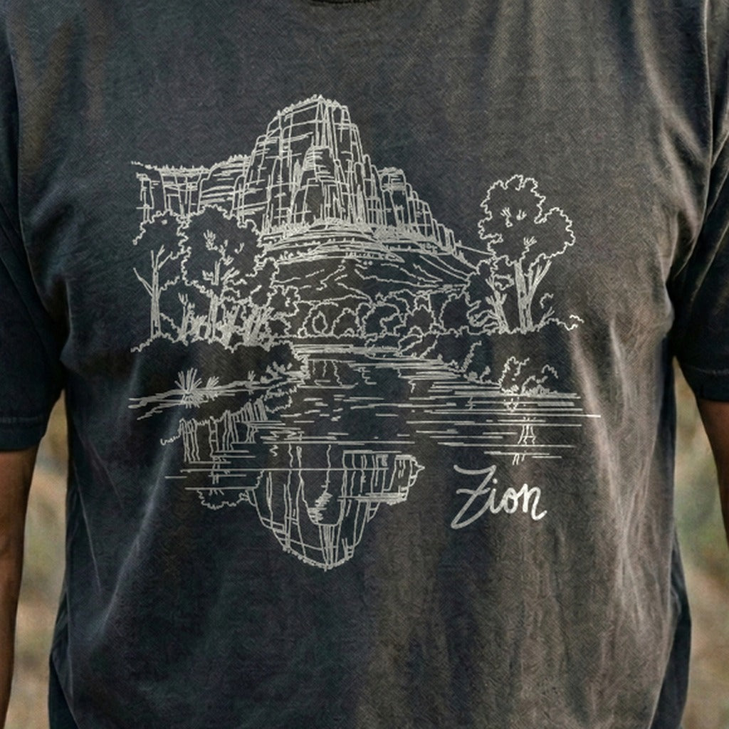 Zion Line Drawing Cotton T-Shirt
