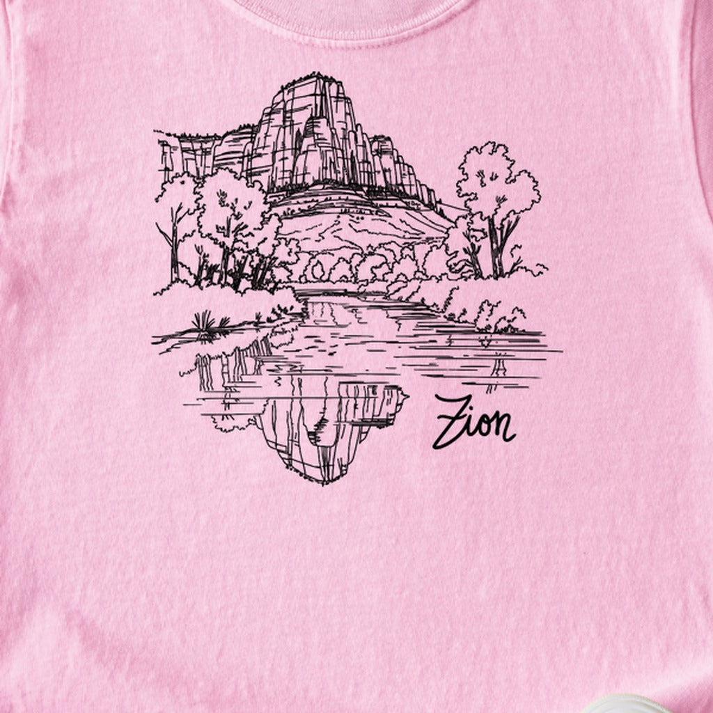 Zion Line Drawing Kids Cotton T-Shirt