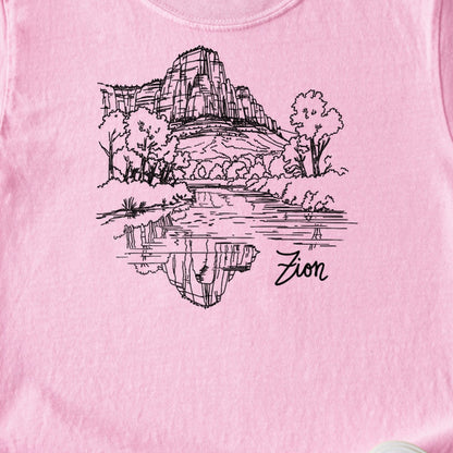 Zion Line Drawing Kids Cotton T-Shirt