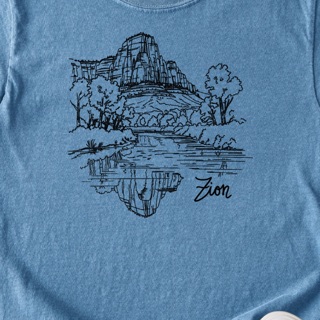 Zion Line Drawing Kids Cotton T-Shirt