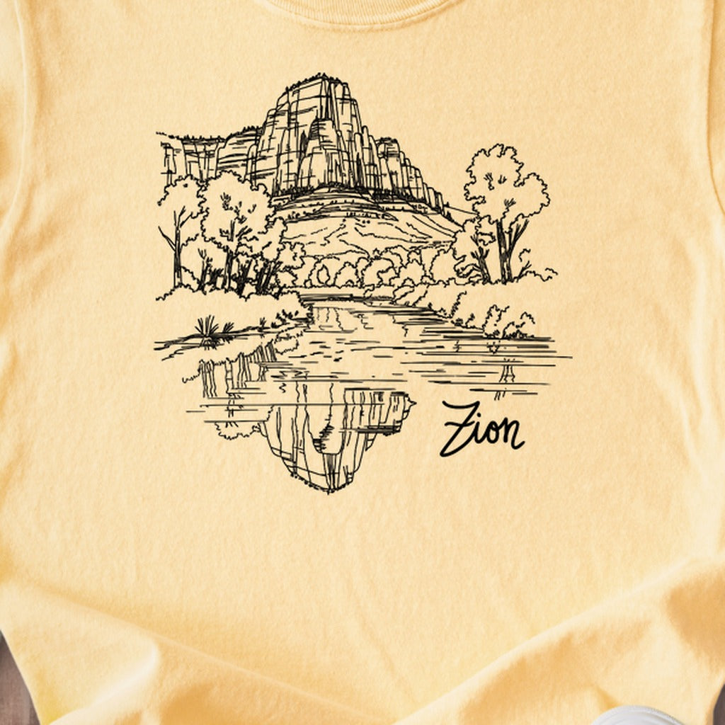 Zion Line Drawing Kids Cotton T-Shirt