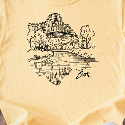 Zion Line Drawing Kids Cotton T-Shirt