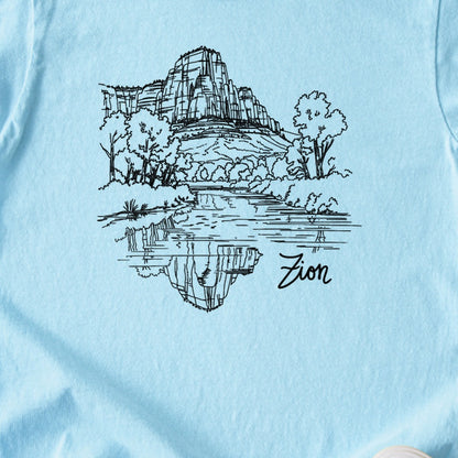 Zion Line Drawing Kids Cotton T-Shirt
