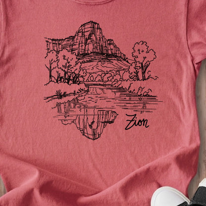 Zion Line Drawing Kids Cotton T-Shirt