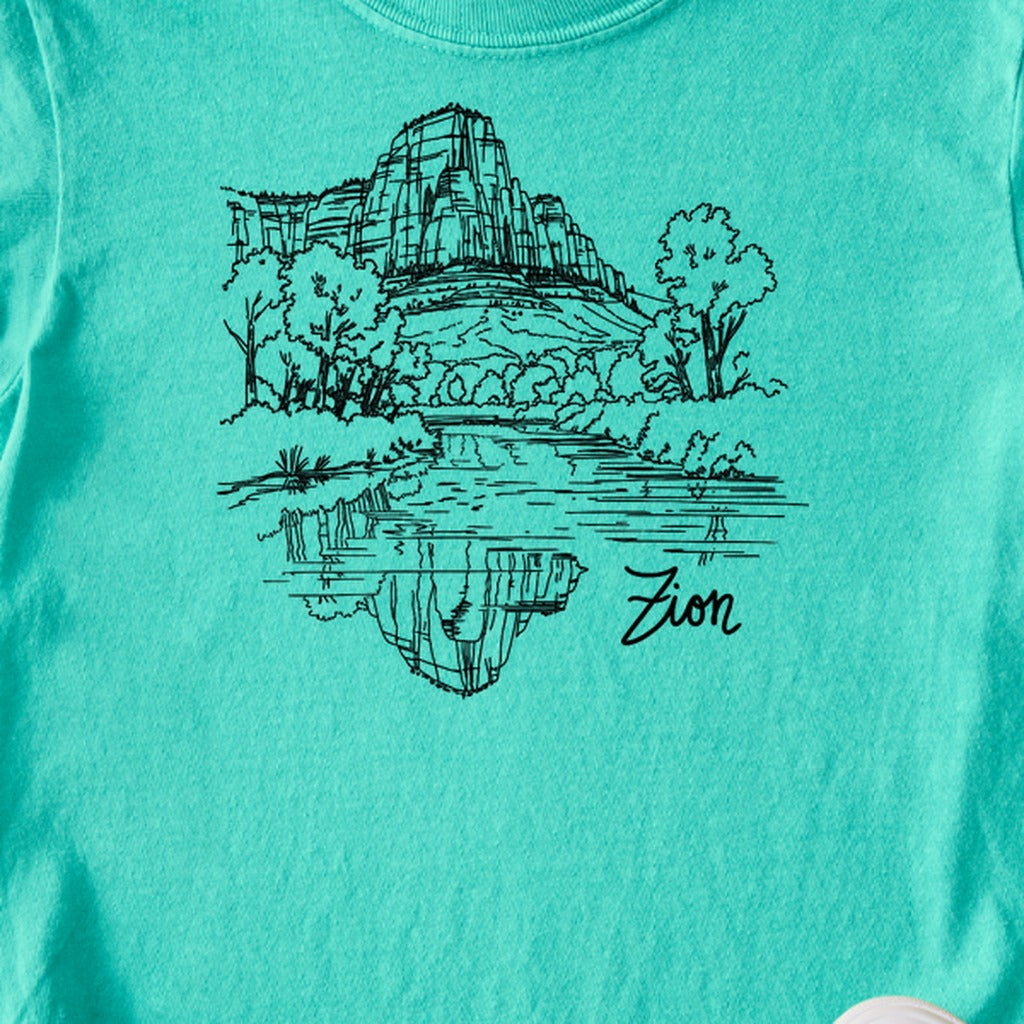 Zion Line Drawing Kids Cotton T-Shirt
