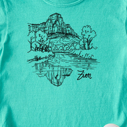 Zion Line Drawing Kids Cotton T-Shirt