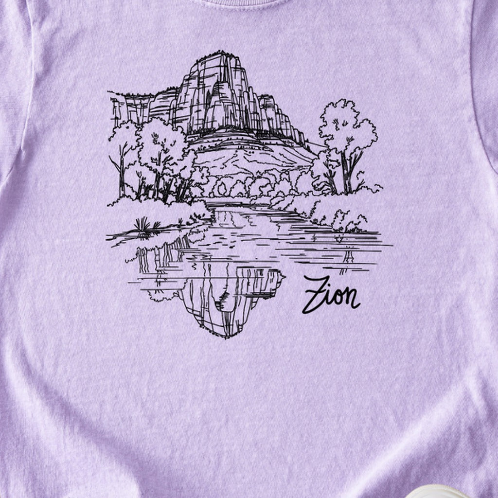 Zion Line Drawing Kids Cotton T-Shirt