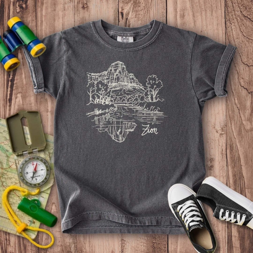Zion Line Drawing Kids Cotton T-Shirt