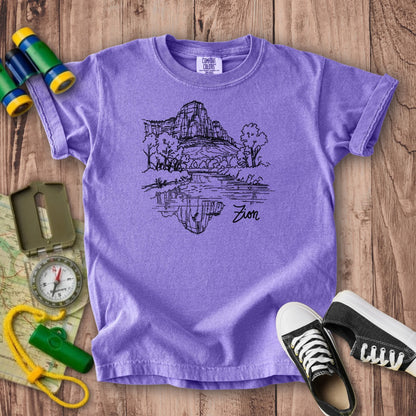 Zion Line Drawing Kids Cotton T-Shirt