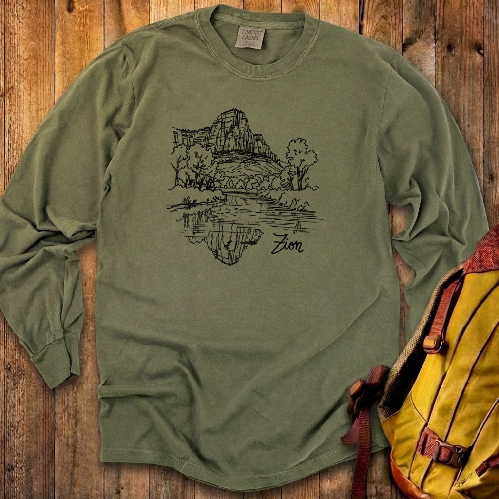 Zion Line Drawing Cotton Long Sleeve