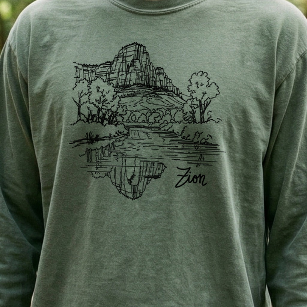 Zion Line Drawing Cotton Long Sleeve