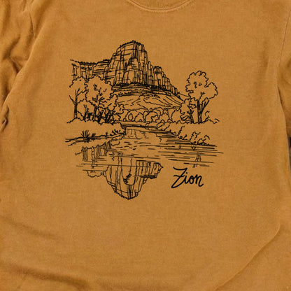 Zion Line Drawing Cotton Long Sleeve