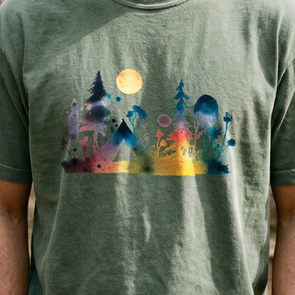 Watercolor Wildflower Retreat Cotton T-Shirt