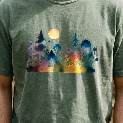 Watercolor Wildflower Retreat Cotton T-Shirt