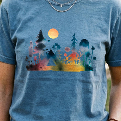 Watercolor Wildflower Retreat Cotton T-Shirt