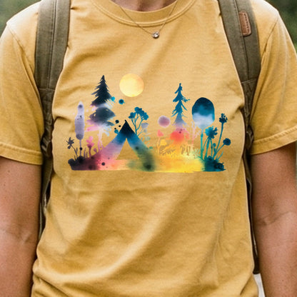 Watercolor Wildflower Retreat Cotton T-Shirt