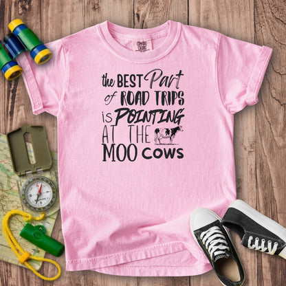Moo Cows Road Trip Kids Cotton T-Shirt