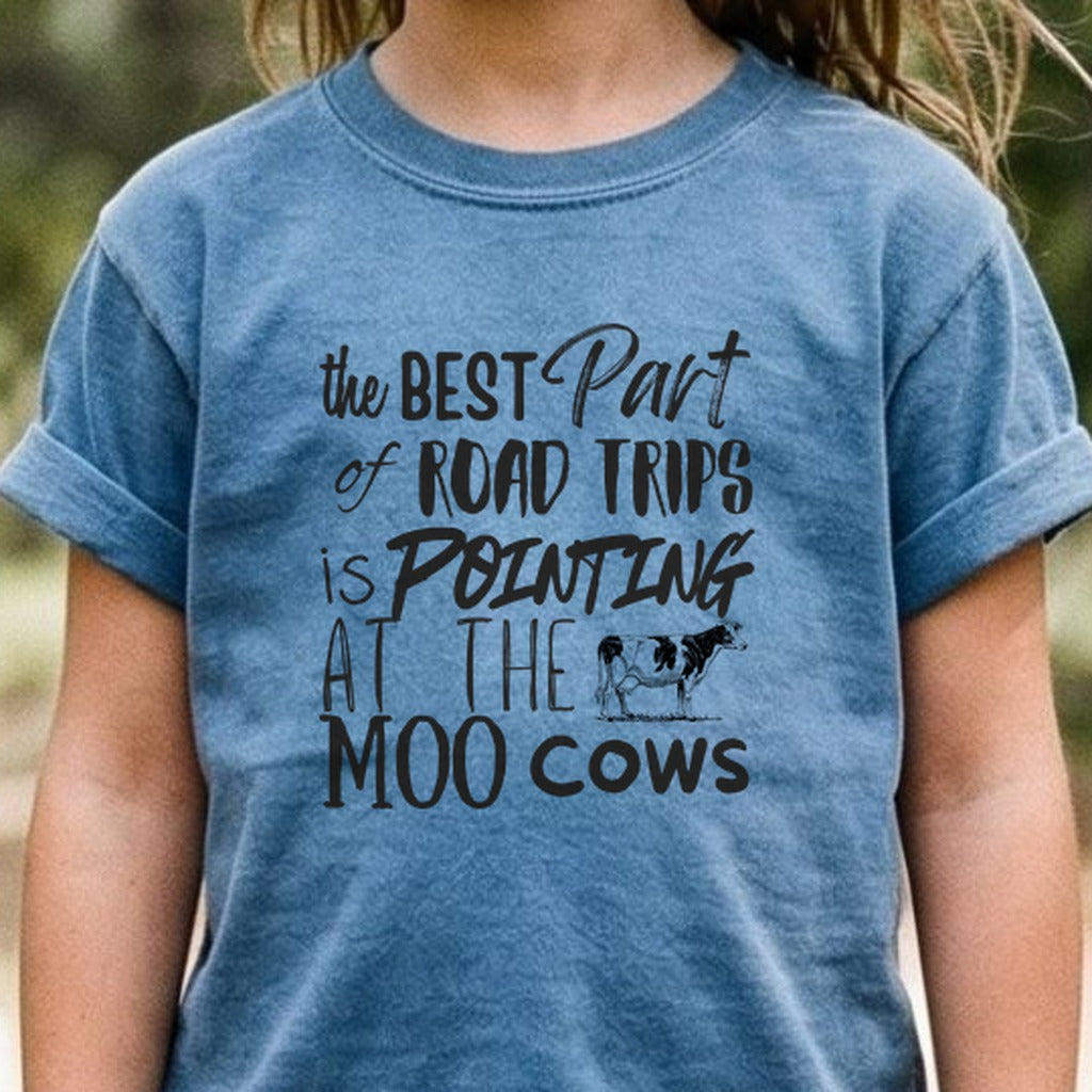 Moo Cows Road Trip Kids Cotton T-Shirt