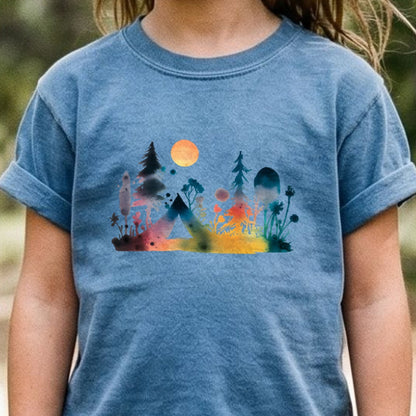 Watercolor Wildflower Retreat Kids Cotton T-Shirt