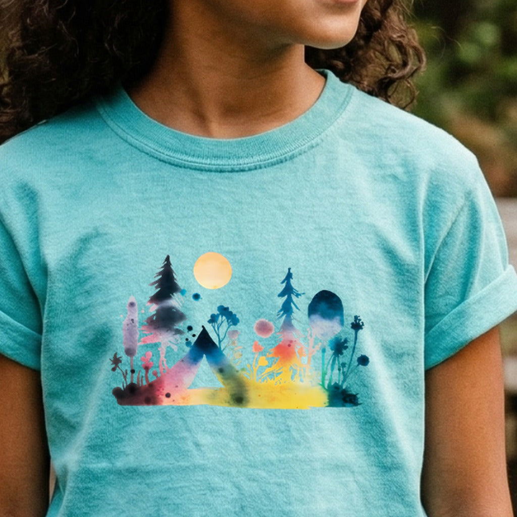 Watercolor Wildflower Retreat Kids Cotton T-Shirt