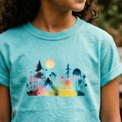 Watercolor Wildflower Retreat Kids Cotton T-Shirt