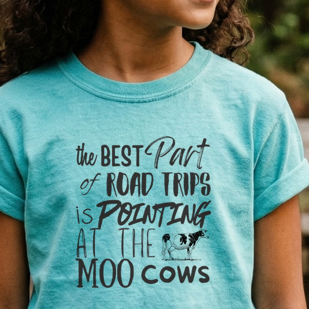 Moo Cows Road Trip Kids Cotton T-Shirt