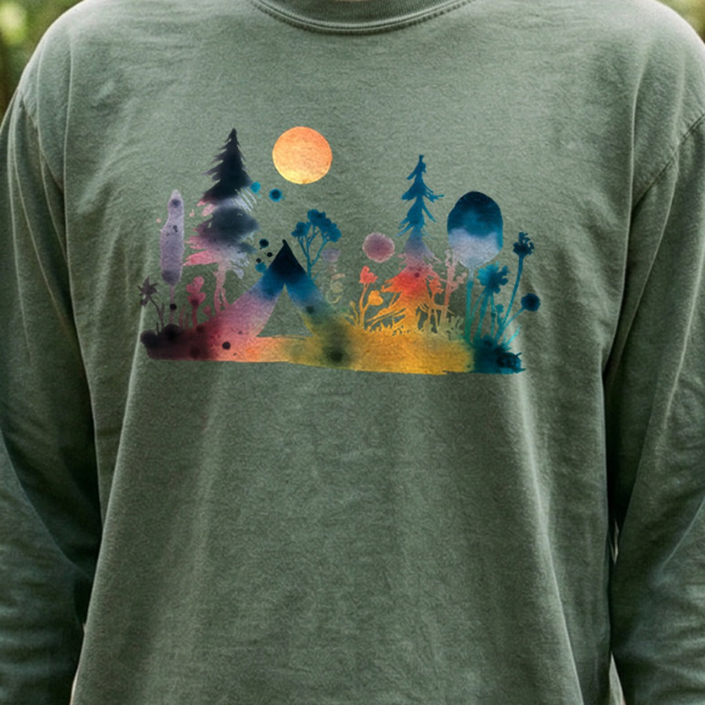 Watercolor Wildflower Retreat Cotton Long Sleeve