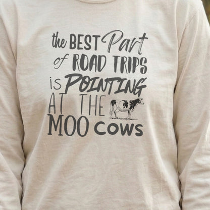 Moo Cows Road Trip Cotton Long Sleeve